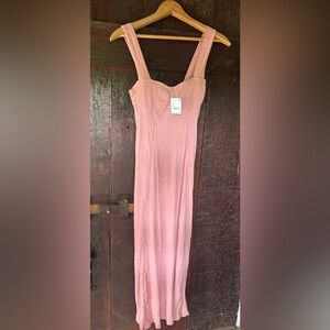 NWT Free People Beach Stretch Aviva Midi Dress, XS in Rose